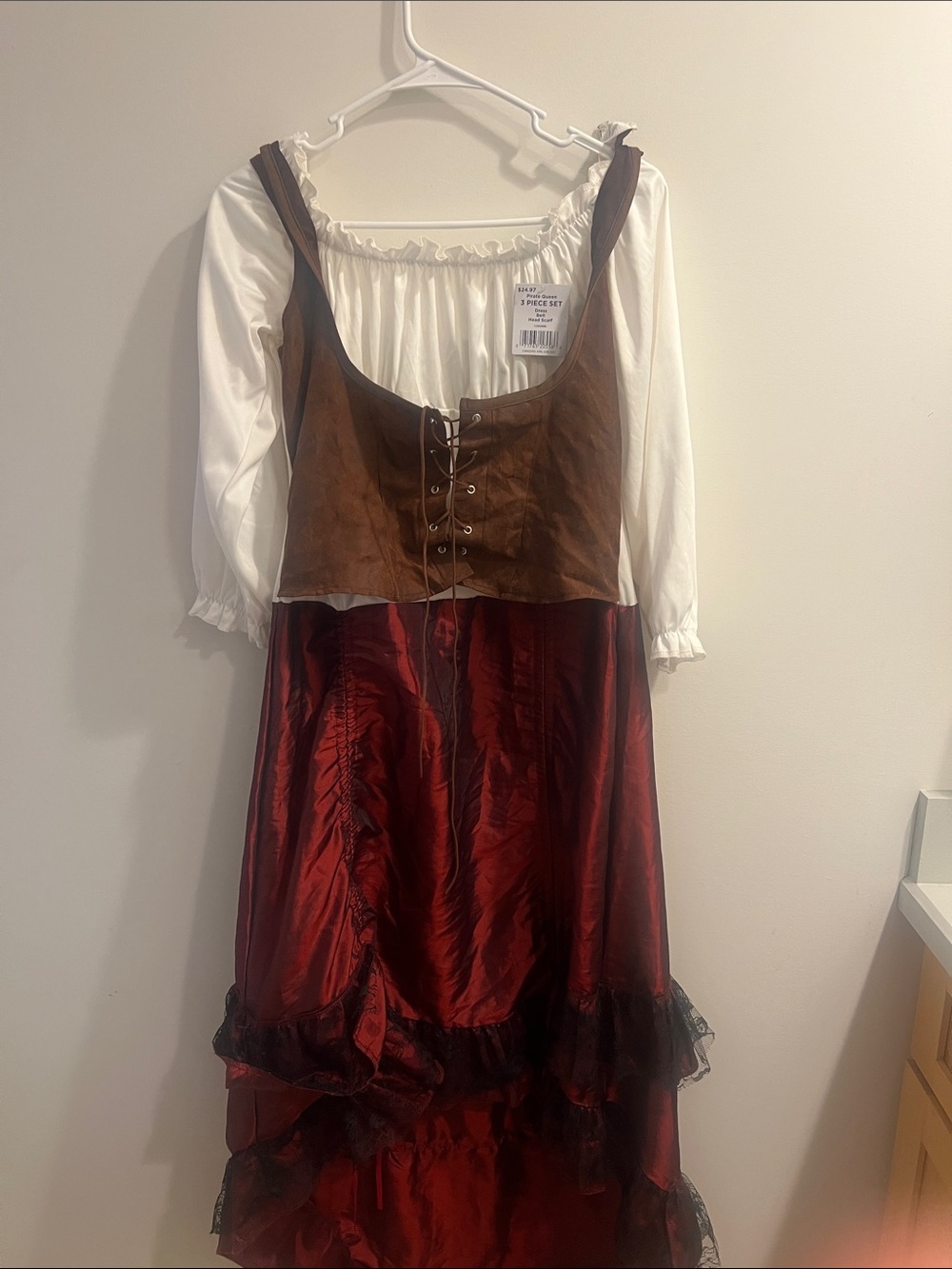 Brown & Red Peasant Girl Kids Costume Dress - Unbranded